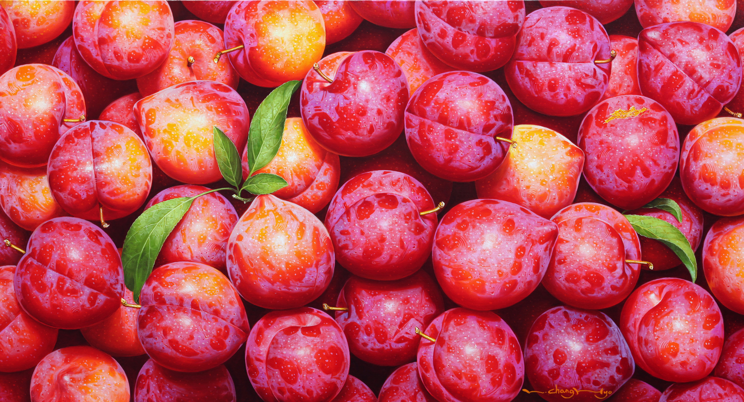 [No 1036] 자두-풍요 120 X 65 .Oil on canvas .2025.JPG